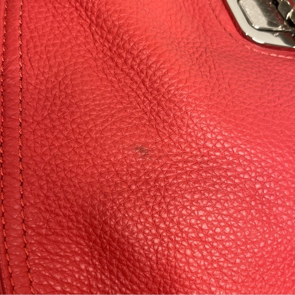 B. MAKOWSKY RED Pebbled Leather Hobo Shoulder Bag Purse - Picture 9 of 16